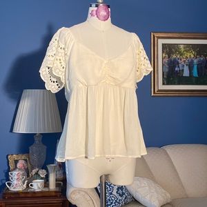 NWT Love on a Hanger Blouse with embroidered sleeves